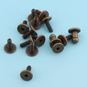 Mini Bronze Screw Rivets 20sets 7mm Metal Button Screwback Studs Screw  Studs for Bag/ Belt Leather Craft Hardware Accessories