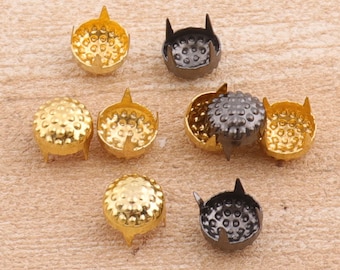 Studs Nailheads 100pcs Dorado Ronda Cabeza de Uñas 9 mm Metal Decorativo Tapiáje Tacks Uñas Enrelieve Cabezas de Uñas Studs Studs