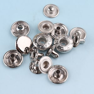 50 sets Snap fastener Silver snap buttons Clothing button coat snap button sewing fastener purse leather craft