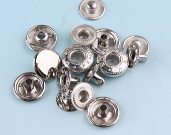 50 conjuntos Snap fastener Silver snap buttons Botón de vestir botón snap botón de costura bolso bolso craft
