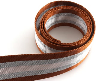 Nylon Webbing 38mm Brown Striped Polyester Webbing Camera Strap Sewing Webbing by the yards Bag Shoulder Garment Accessories