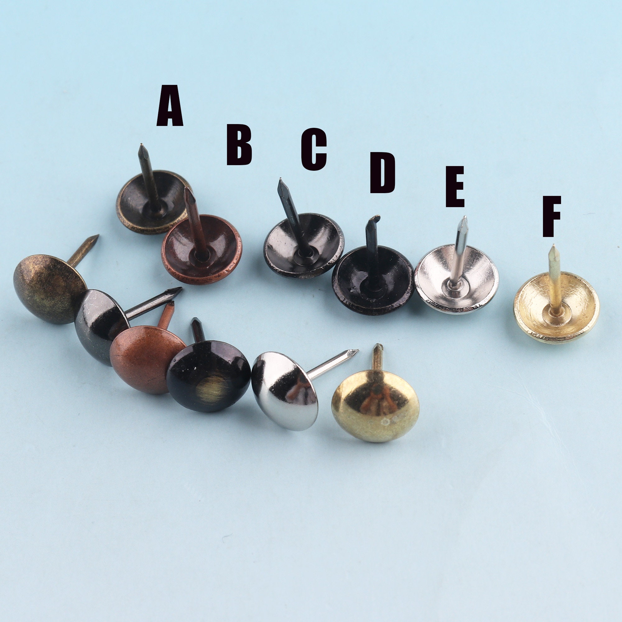 50sets 10mm Upholstery Tacks Nail Black Round Tacks Metal Button Metal ...
