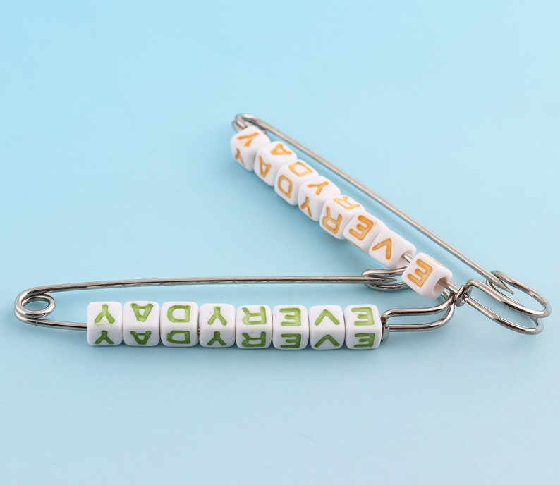Charming Safety Pins 4pcs 86*15mm Silver Safety Pins with Beads Metal Pins Brooch Safety Pins Sewing Safety Pins Supply