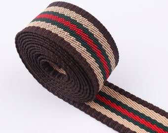Bruin streep singelband 3-5 werven * 25 mm katoen singelband stof handtas riem canvas singelband tas riem hond singelband kraag
