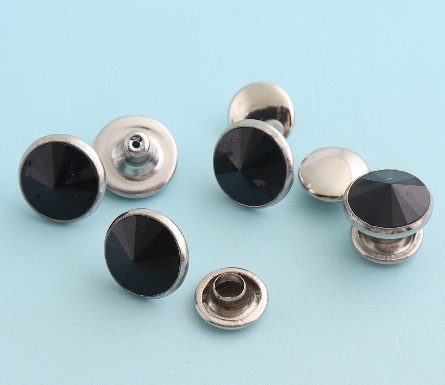 Crystal Rivets for Garments Leather Rapid Rivets,fabric Silver Speedy  Rivet,rhinestone Snap Rivets Fasteners for Clothing Double Cap Rivets 