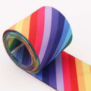 50 mm Rainbow Webbing Colorful Webbing Stripe Webbing Soft Ribbon Webbing belt Purse Strap Canvas Webbing Strap Poly Webbing