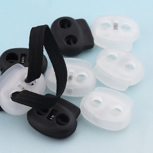 30-50pcs 5mm Rope Cord Stopper Black Cord Lock for elastic cord adjuster Toggle Cord Paracord cord Stopper two holes Cord ends