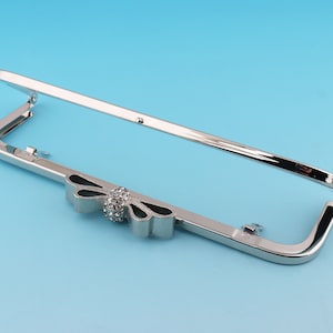 Diamond Purse Frame 20 * 6cm Silver Bag Frame Bow Clutch Clasp Arched Purse Frame Handbag Charming Jewelry Frame