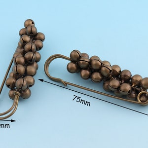 Antique Bronze Safety Pins 10pcs 72*15mm Charming Safety Pins with Bells Copper Pins Brooch Safety Pins Sewing Safety Pins Supply