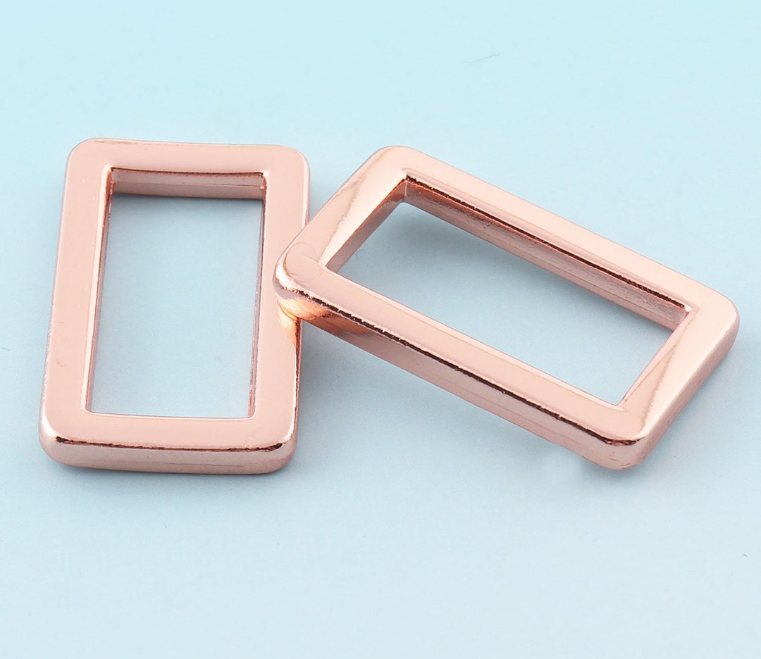 6pcs 1" (25mm) Rose Gold Rectangle Rings Alloy Rectangle Ring Belt ...