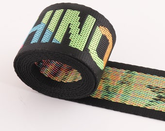 5yards*38mm Colorful Webbing Fabric belt Canvas Webbing Key Fobs Strap Webbing Bag strap Pet Collar Webbing