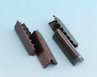 Red Copper Ribbon End Clamps 30pcs 39mm Ribbon End Fastener Clasp Crimp Fasteners - Closures Leather End Crimps