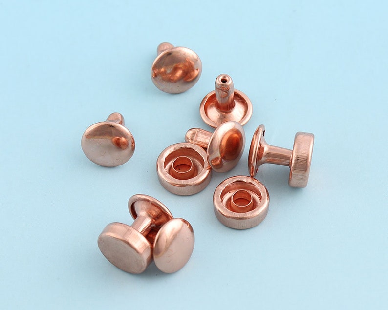 Studs Rivets 50pcs100Ppcs 9*10mm Rose gold Rivets Metal Button Double Head Rivets Purse Notions Studs for Bag Belt