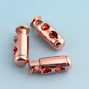 Rose Gold Cord Lock 4mm Metal Toggle Cord Stopper Cord Toggle Lock Rope Lock Buckle Purse Closures or Embellishment