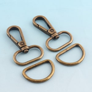 Bronze Schwenkverschluss mit d Ringen 25mm Snap Haken Metall Hummer Verschluss Swivel Claw Clips Haken für Leine Lanyard Clips