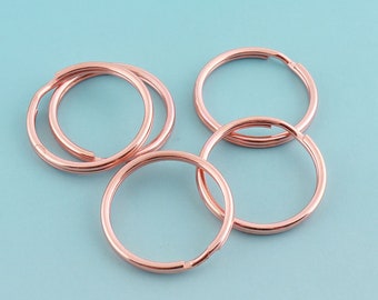 15mm/20mm/25m/30mm Rose gold Key Ring O Ring Large Key Fob Ring Metal Split Ring for Key Chain Wholesale Key Ring Findings