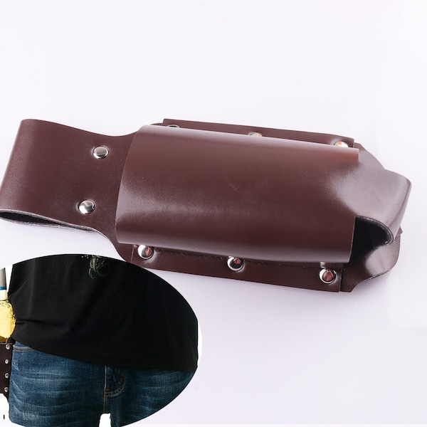 Pelle Birra Holster Waist Birra Portatile Carrier Viaggiatore birra portatile Bottiglia marrone scuro con la fondina della birra Wire Carrier Christmas Gift