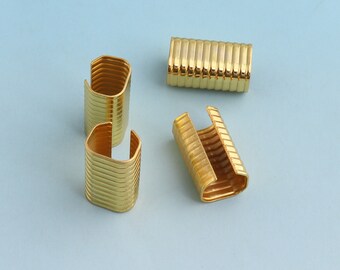 Abrazaderas de oro del extremo de la cinta 30pcs 20mm ribbon End Fastener Cierres de sujetadores de cuero