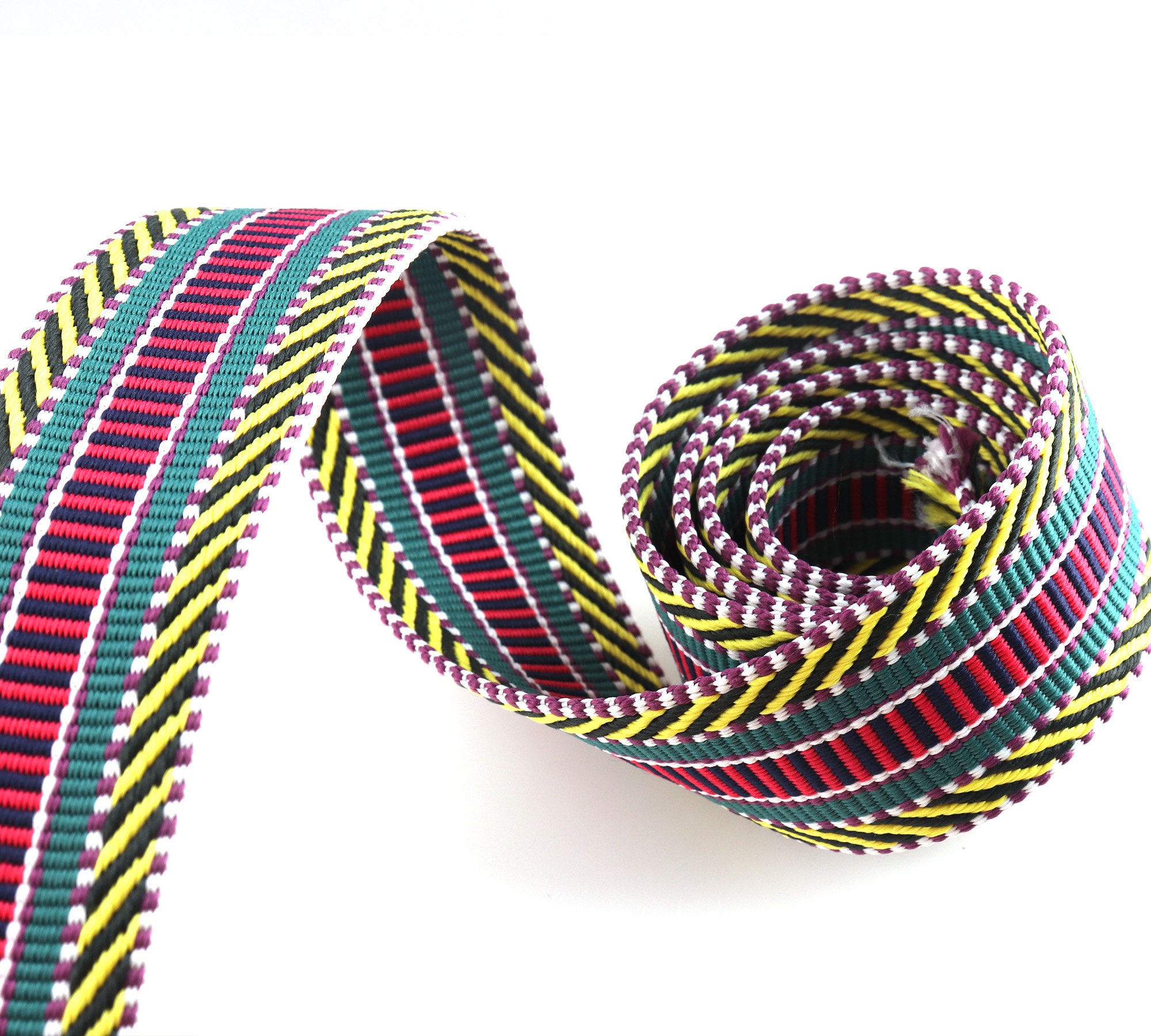 Jacquard bing Belt Strap 3.8cm Cotton bing Orange Stripe Etsy