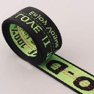 Green Webbing 5 yards*25mm Letter Webbing Fabric belt Canvas Webbing Key Fobs Strap Webbing Bag strap