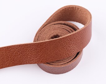 3/4" Cowhide Leather Strap Caramel Leather Strip Genuine Leather Leather Handles Bag Straps Belt Straps Natural Leather Supplies