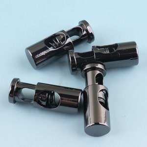 7mm Toggle Cord 6/10pcs Metal Cord Lock Stopper Gunmetal Cord Toggle Lock Rope Lock Buckle Purse Closures or Embellishment
