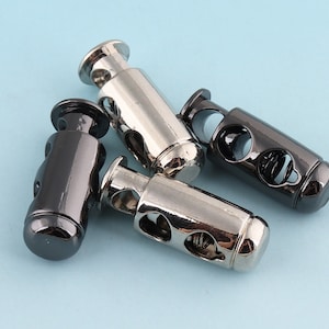 4pcs 4.5mm Silver Metal Cord Lock Toggle Cord Stopper Cord Toggle Lock Rope Lock with spring Purse Closures or Embellishment