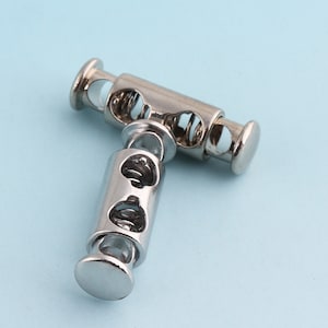 Silver Cord Locks 4pcs 7mm Metal Toggle Cord Stopper Cord Toggle Lock Rope Lock Buckle Purse Closures or Embellishment