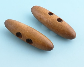 WoodenToggle Buttons 10pcs 50mm Toggle Buttons with TWO holes Coat buttons Stopper Cord Toggle Lock Rope Sewing Buttons