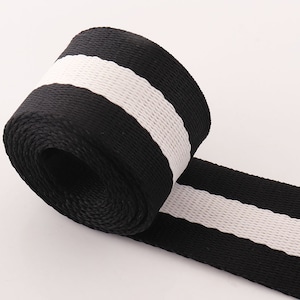 Black Stripe Webbing 38mm Stripe Webbing Fabric belt Canvas Webbing Key Fobs Strap Webbing Bag strap Dog webbing Collar