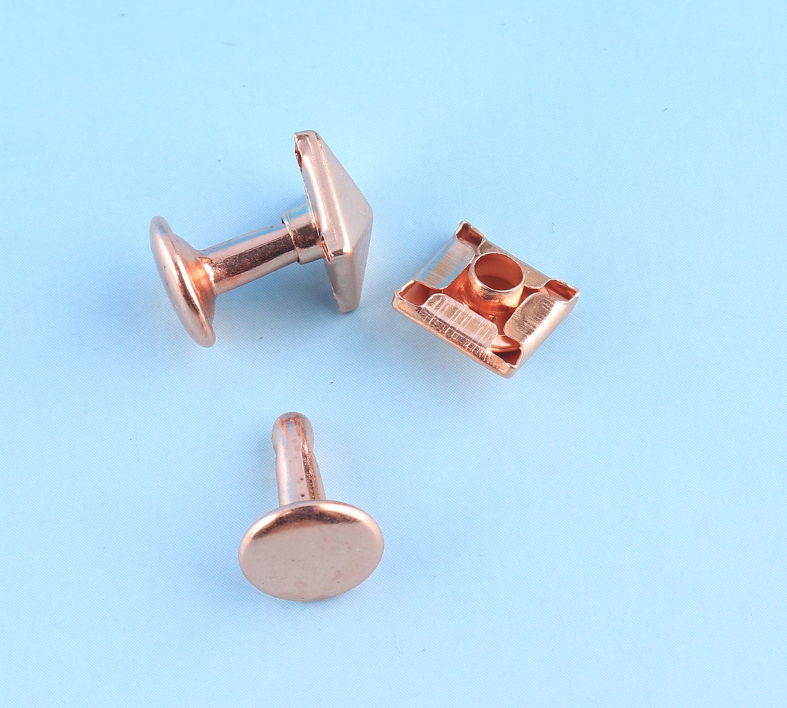 Rose Gold Rivets 100sets 9mm Double Caped Rivets Metal Button Etsy Uk