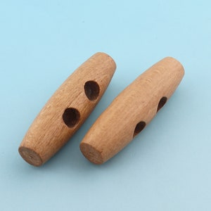 7mm Wooden Toggle Buttons 50pcs 2"(50mm) Toggle Buttons with TWO holes Coat buttons Stopper Cord Toggle Lock Rope Sewing Buttons