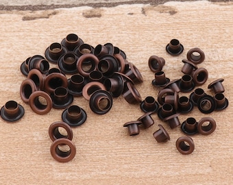 100pcs  Brown Eyelets 6mm/8mm Round Grommet Eyelets Metal Eyelet  for Sewing Bead Cores Clothes Leather/ Canvas/Shoe Making