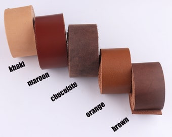 Brown Leather Strap 1.5"(W) Leather Strips Genuine Leather Strip Multi color Cowhide Leather Handles Belt Straps Natural Leather Supplies