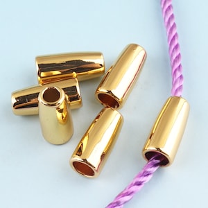 Toggle Cord 10 pcs 3 mm Metal Cord Lock Stopper Gold Cord Toggle Lock Rope Lock Buckle Purse Closures or Embellishment