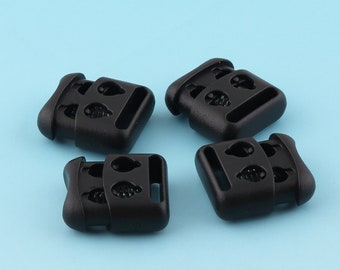 Kordelstopper Aus Kunststoff - 10 Stück, Schwarz, Federbeladen Für Kordeln, Schnüre & Zugbänder