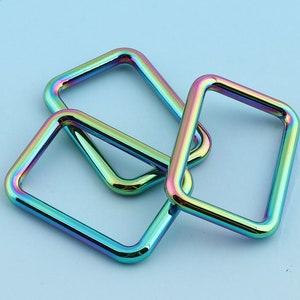 Rainbow Rectangular Rings 25*16mm Metal/Zinc Alloy Rectangle Rings for Webbing Strap Purse Handbag Leather Craft Hardware Bag Notions