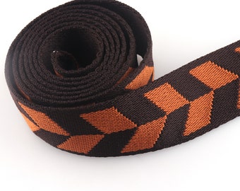 Cotton Webbing 38mm(1.5") Dark brown Stripe Belt Webbing Handles Fabric Bag Strap Webbing Dog Collar Sewing Bag Belt Accessories