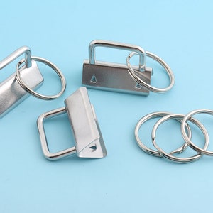 1 1/4&quot; Key Fobs Hardware Silver Key Ring Key Chains -10pcs-Webbing Key Fobs Hardware Metal Key Wristlet Key Strap