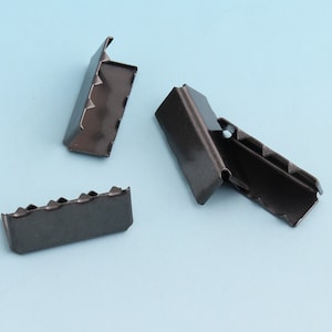 20pcs 1.5&quot;(38mm) Gunmetal Ribbon End Clamps Ribbon End Fastener Clasp Crimp Fasteners Closures Leather End Crimps