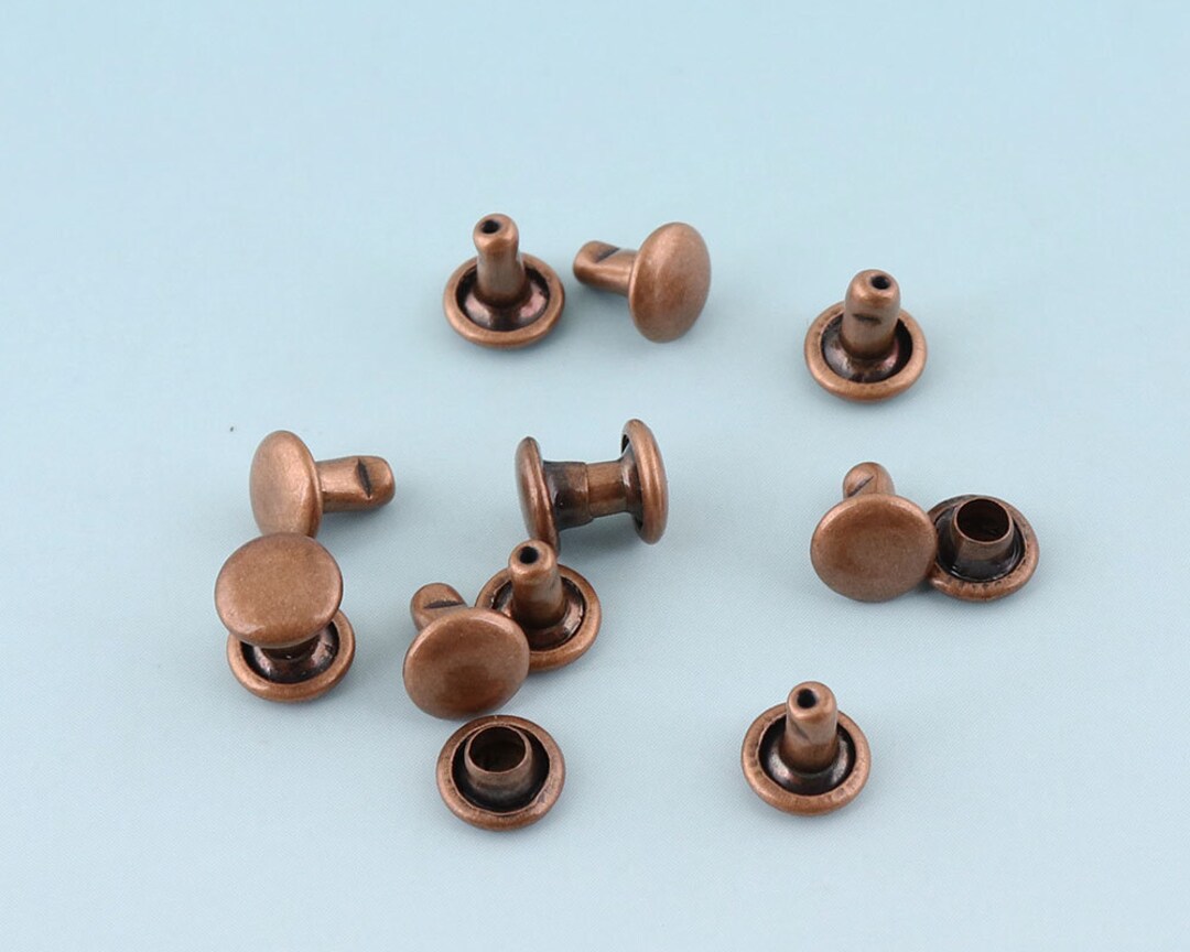 Red Copper Rivets 100sets 6mm Mini Metal Button Double Capped Rivets ...