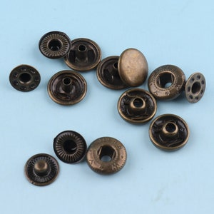 Snap fastener -50sets Antique bronze snap buttons Clothing button coat metal buttons Popper Fasteners sewing fastener purse leather craft