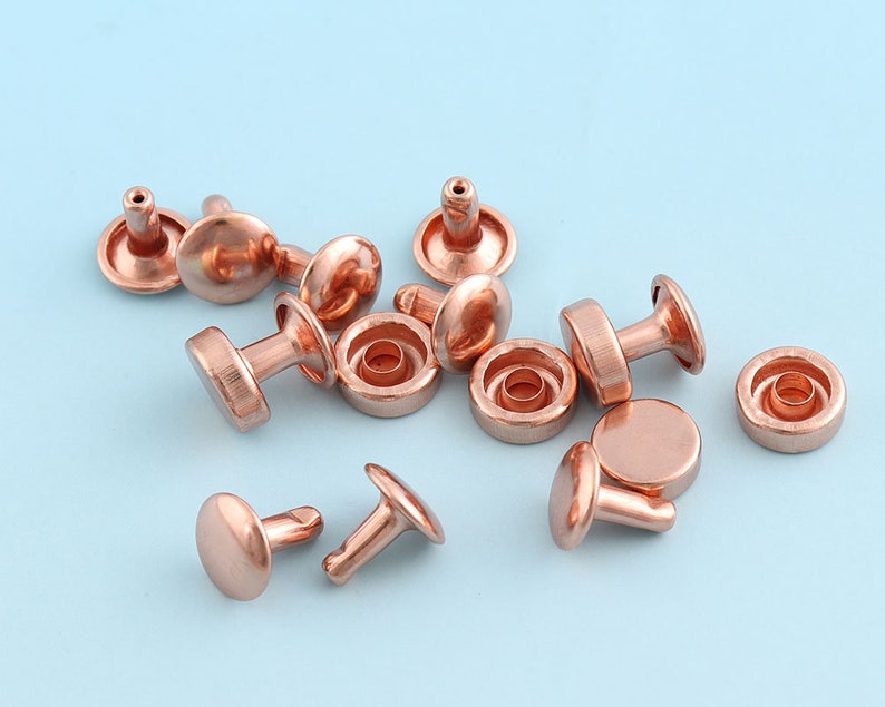 Studs Rivets 50pcs100Ppcs 9*10mm Rose gold Rivets Metal Button Double Head Rivets Purse Notions Studs for Bag Belt