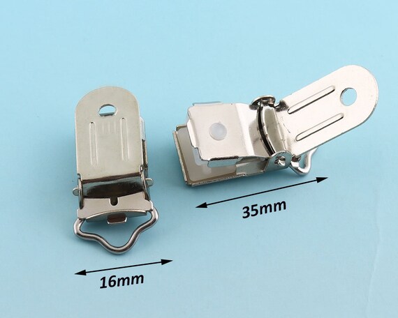 8pcs Nickel Suspender clips 36*13mm Metal Kam Clips Dummy Clips Pacifier  Clips Suspender Slide Adjusters Suspender Supply