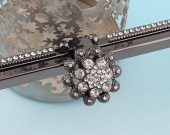 Purse Frame 21.5*6cm Gunmetal Purse Frame with diamond Cluth Lock Bag Frame Metal Coin Purse Frame Handbag accessories