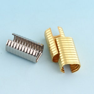 30pcs 20mm Silver Ribbon End Crimps Ribbon End Fastener Clasp Crimp Fasteners Closures Leather End Crimps Rope End Clamps