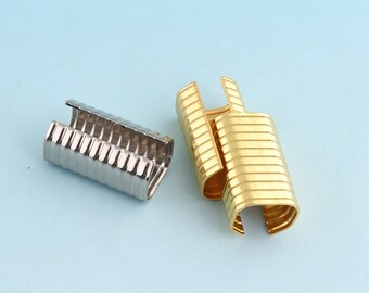 30pcs 20mm plata cinta fin crimps cinta fin de sujetador cierre cierres de sujetadores cierres de cuero end crimps cuerda end abrazaderas