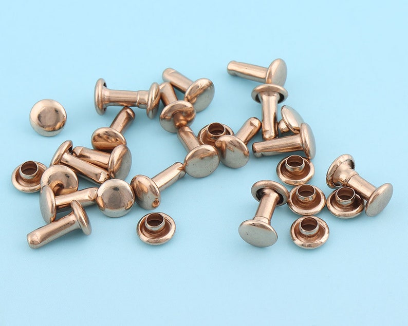 100sets 10*6mm Mini Light Golden Rivets Metal Button Double Capped Rivets Double Head Purse Notions Rivet Studs for Bag Belt Leather Craft