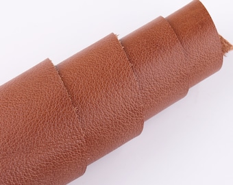 Orange Genuine Leather sheets 12" Litchi Natural Leather Pieces for wallet Leather Crafts Real Leather Supplies DIY Leather Scrap