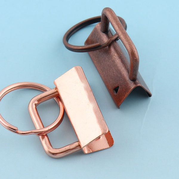 Key Fobs Hardware 15pcs 32MM Rose Gold Key Ring Key Chains Key Lanyard Metal Key Wristlet Key Strap Key Fobs Hardware Webbing Key fobs